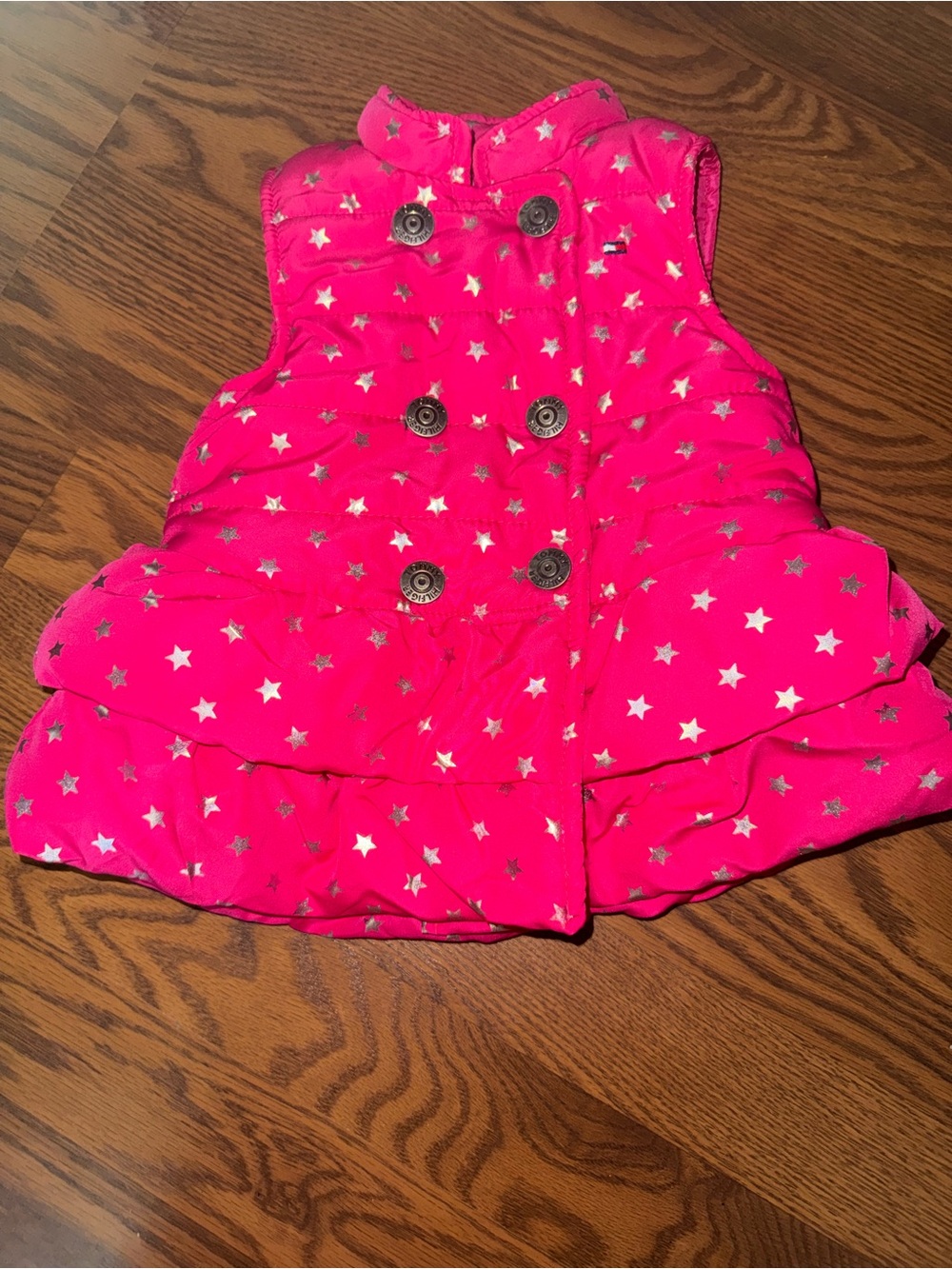 Tommy Hilfiger Hot Pink Puffer Jacket with Silver Stars